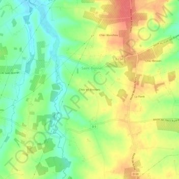 Chez les Bonnets topographic map, elevation, terrain