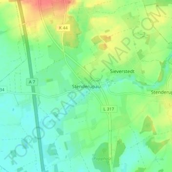 Stenderupau topographic map, elevation, terrain