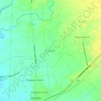 Balante topographic map, elevation, terrain