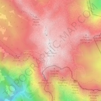Cima Palon topographic map, elevation, terrain