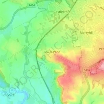 Lower Penn topographic map, elevation, terrain