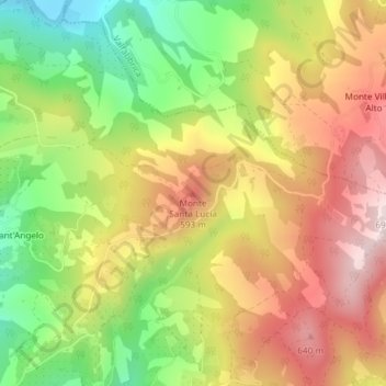 Monte Santa Lucia topographic map, elevation, terrain