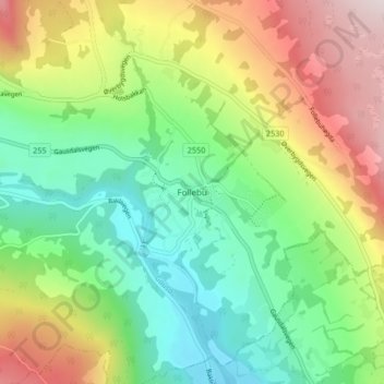 Follebu topographic map, elevation, terrain