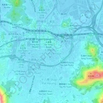 Tai Kei Leng Village topographic map, elevation, terrain