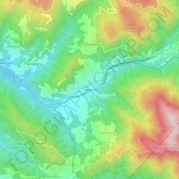 Codiponte topographic map, elevation, terrain