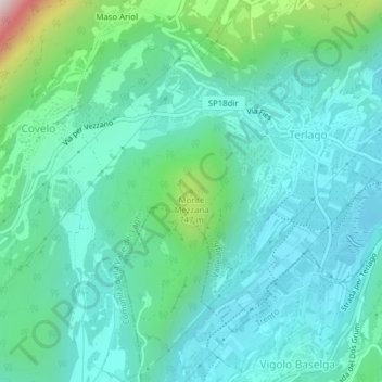 Monte Mezzana topographic map, elevation, terrain