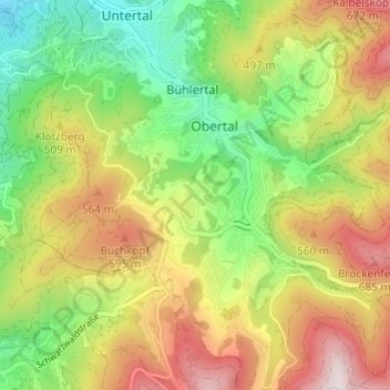 Schönbüch topographic map, elevation, terrain