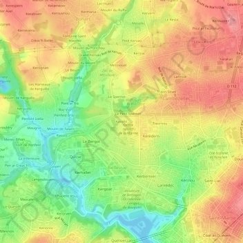 Kerellé topographic map, elevation, terrain