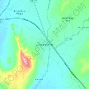 Cambio Puente topographic map, elevation, terrain