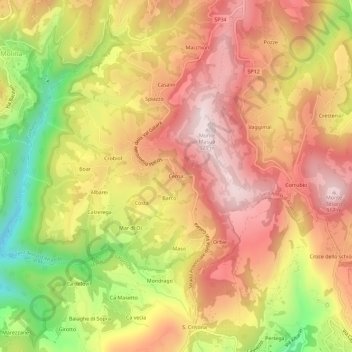 Cerna topographic map, elevation, terrain