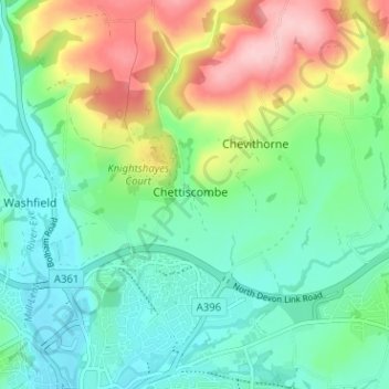 Chettiscombe topographic map, elevation, terrain