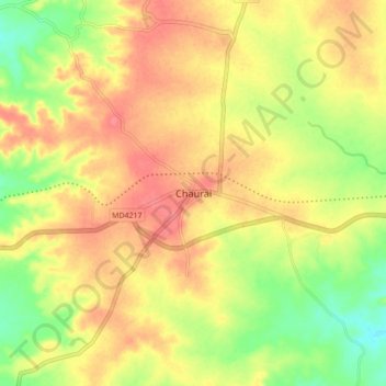 Chaurai topographic map, elevation, terrain