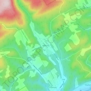 Woolrich topographic map, elevation, terrain
