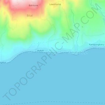 Terong topographic map, elevation, terrain