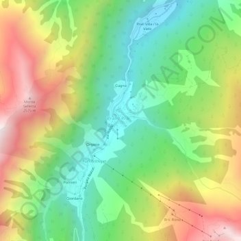 Ghigo di Prali topographic map, elevation, terrain