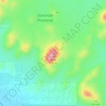 Union Peak topographic map, elevation, terrain