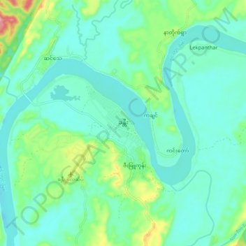坎底 topographic map, elevation, terrain