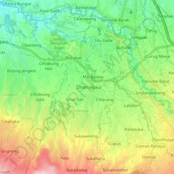 Dramaga topographic map, elevation, terrain