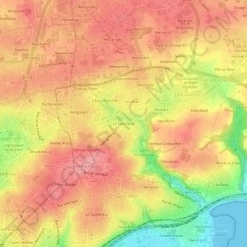 Le Pont-Neuf topographic map, elevation, terrain