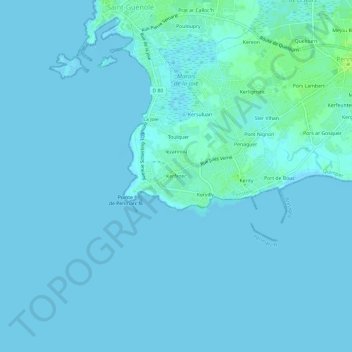 Kerfezec topographic map, elevation, terrain