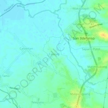Calasag topographic map, elevation, terrain