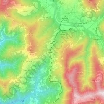 Crocetta d'Orero topographic map, elevation, terrain