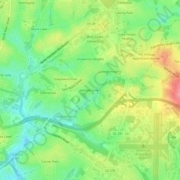 Kendall Green topographic map, elevation, terrain