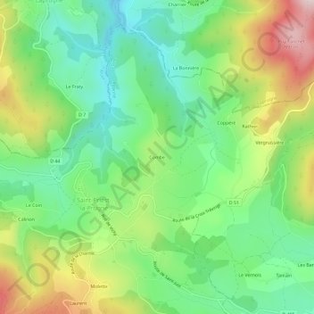 Combe topographic map, elevation, terrain