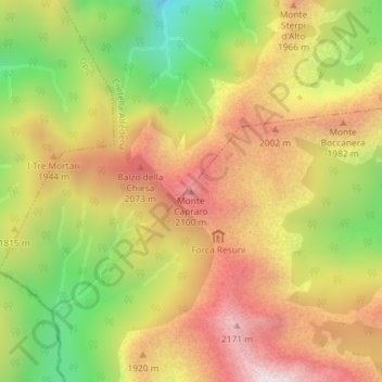 Monte Capraro topographic map, elevation, terrain