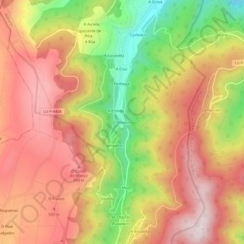 O Mosteiro topographic map, elevation, terrain