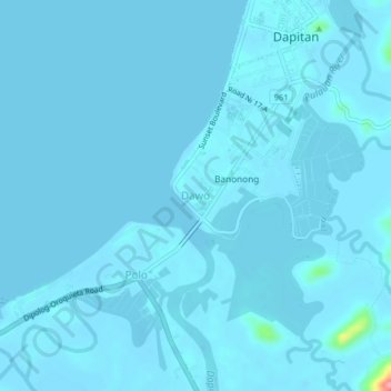 Dawo topographic map, elevation, terrain