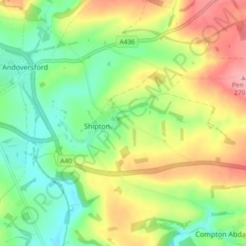 Shipton Oliffe topographic map, elevation, terrain