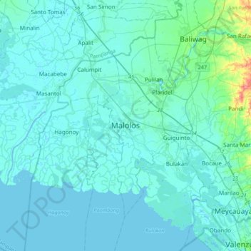 Malolos topographic map, elevation, terrain