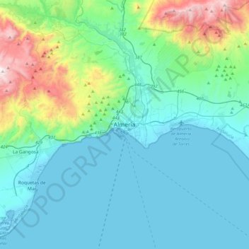 Almeria topographic map, elevation, terrain