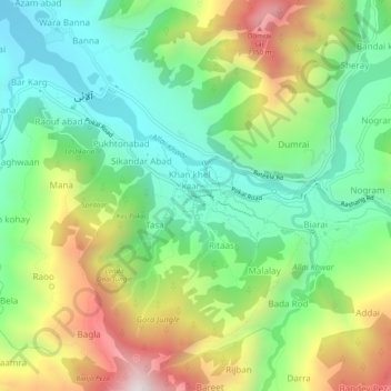 Pokal topographic map, elevation, terrain