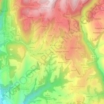 Prati topographic map, elevation, terrain
