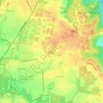 Half Acre topographic map, elevation, terrain