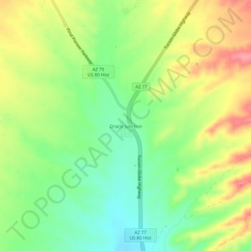 Oracle Junction topographic map, elevation, terrain