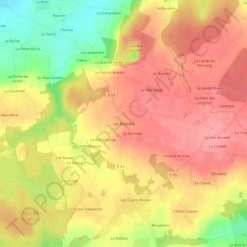 Les Régniers topographic map, elevation, terrain