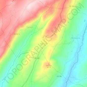Vila Chã topographic map, elevation, terrain