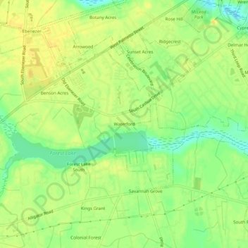 Waterford topographic map, elevation, terrain