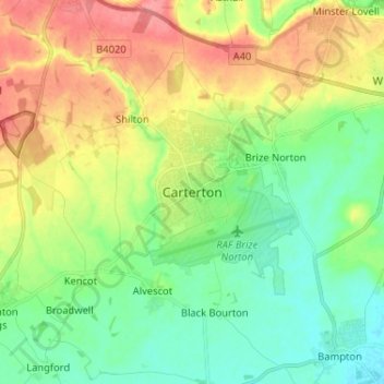 Carterton topographic map, elevation, terrain