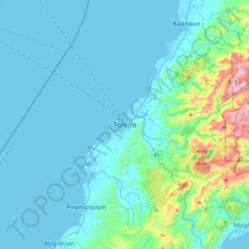 Toledo topographic map, elevation, terrain