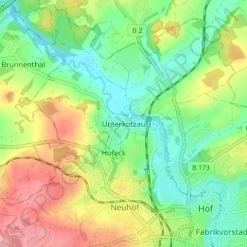 Unterkotzau topographic map, elevation, terrain
