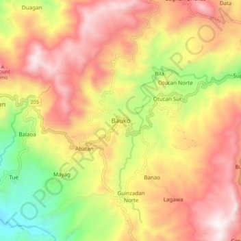 Bauko topographic map, elevation, terrain