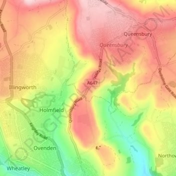 Catherine Slack topographic map, elevation, terrain