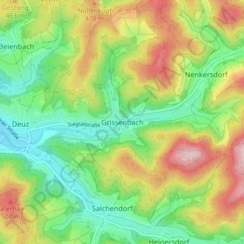 Grissenbach topographic map, elevation, terrain