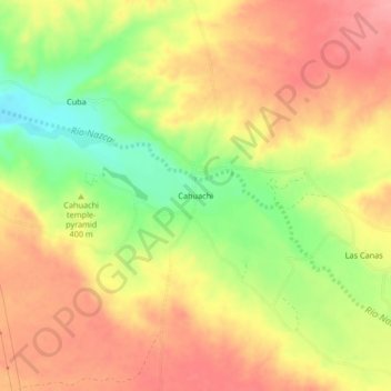 Cahuachi topographic map, elevation, terrain