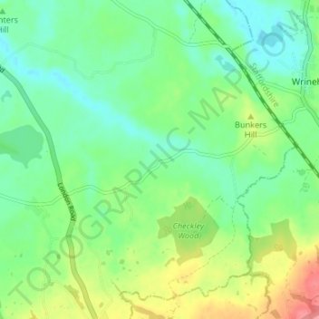 Checkley topographic map, elevation, terrain