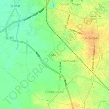 Sattanur topographic map, elevation, terrain
